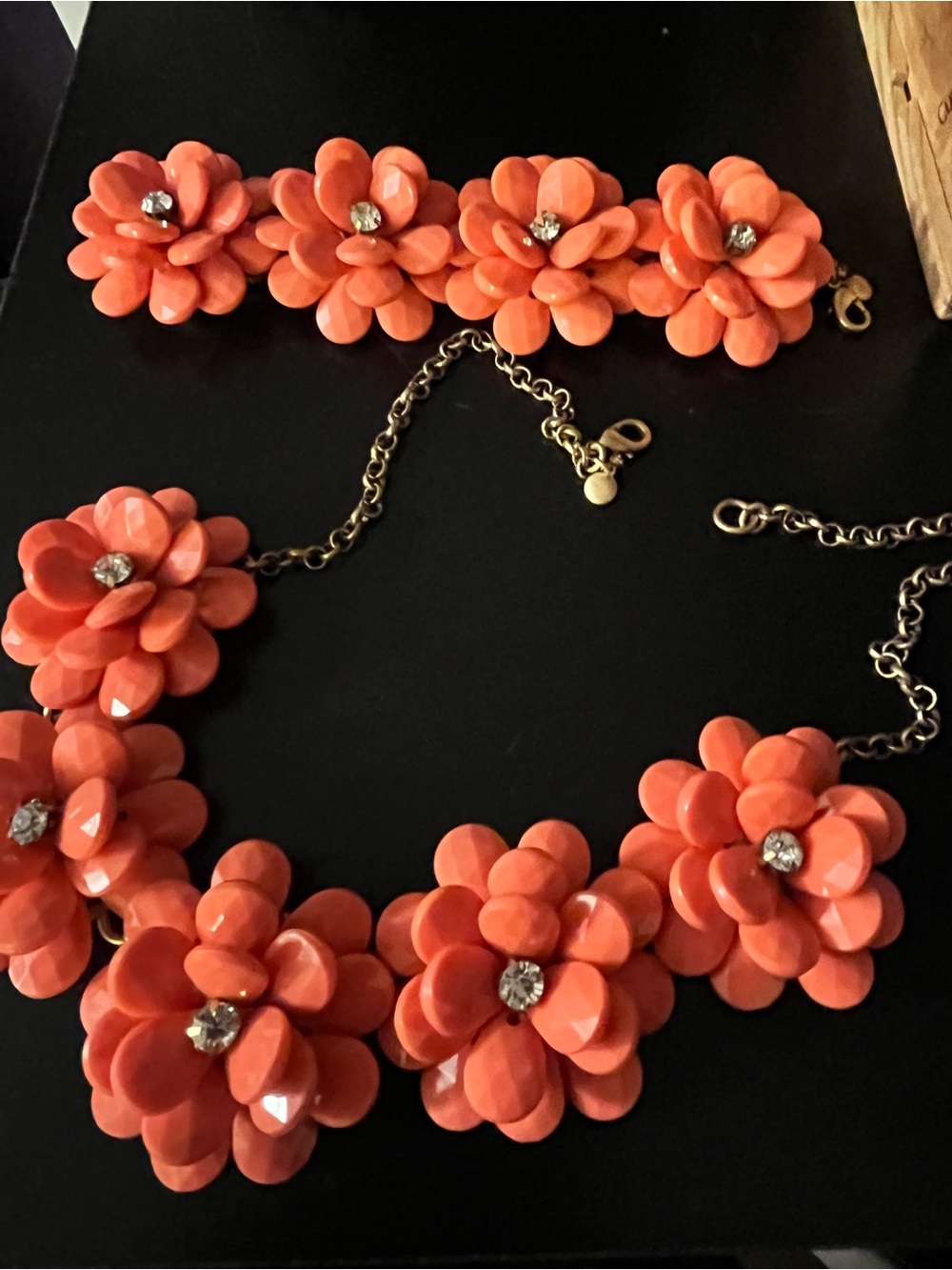 J. Crew beaded floral necklace with matching bracelet